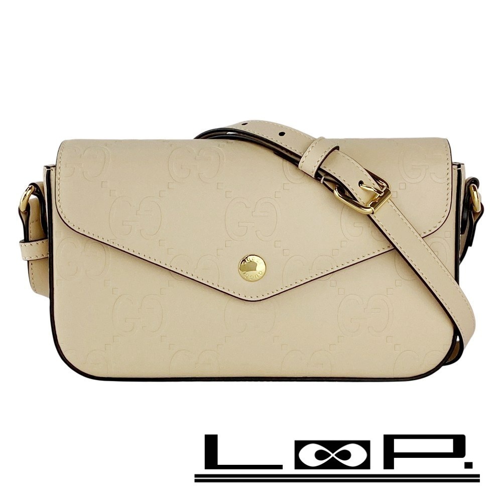 Gucci GG Super Shoulder Bag Leather Beige - Picture 2 of 10